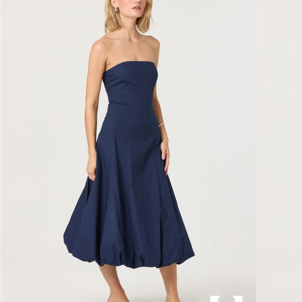 Astr Strapless Bubble Midnight Blue Dress